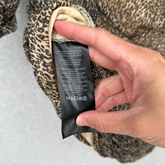 Anthropologie Womens Off-the-Shoulder Shirred Mesh Top Size XL Leopard Print NEW - Picture 6 of 12